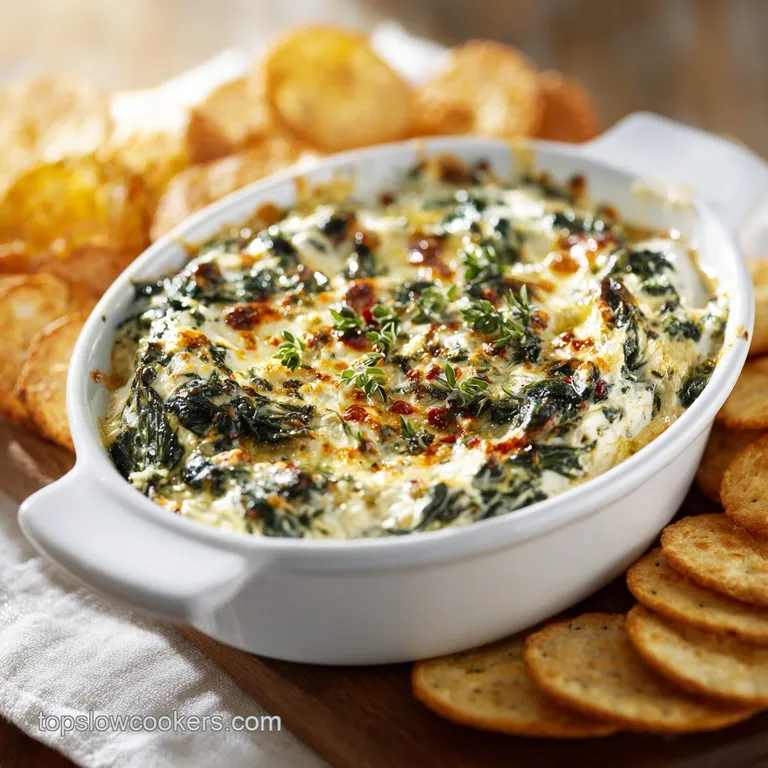 Easy Crockpot Spinach Artichoke Dip