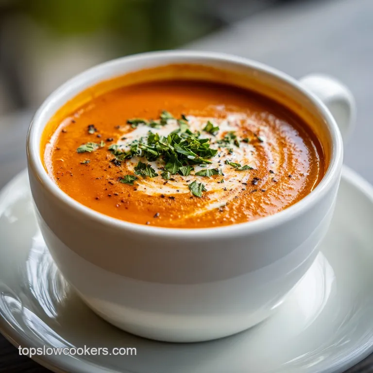 Stuffed pepper soup in a rustic bowl, garnished with fresh parsley; vibrant colors and hearty textures visible.