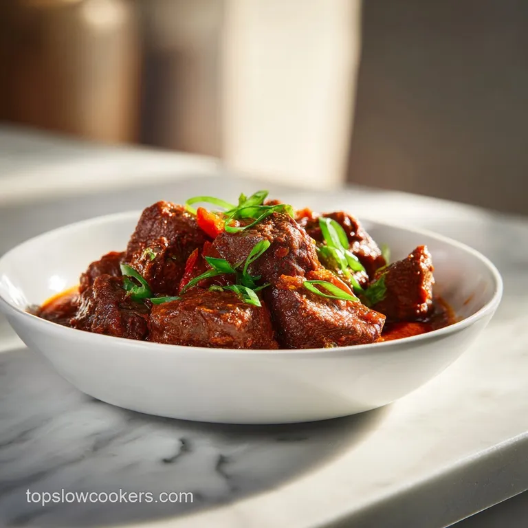 Tender swiss steak plated with creamy mashed potatoes, topped with a glistening, savory sauce and parsley sprigs.