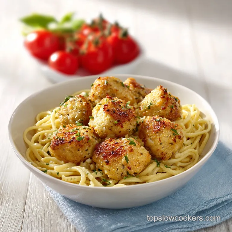 An artfully arranged plate of golden pasta swirls, adorned with succulent chicken and a sprinkle of Parmesan.
