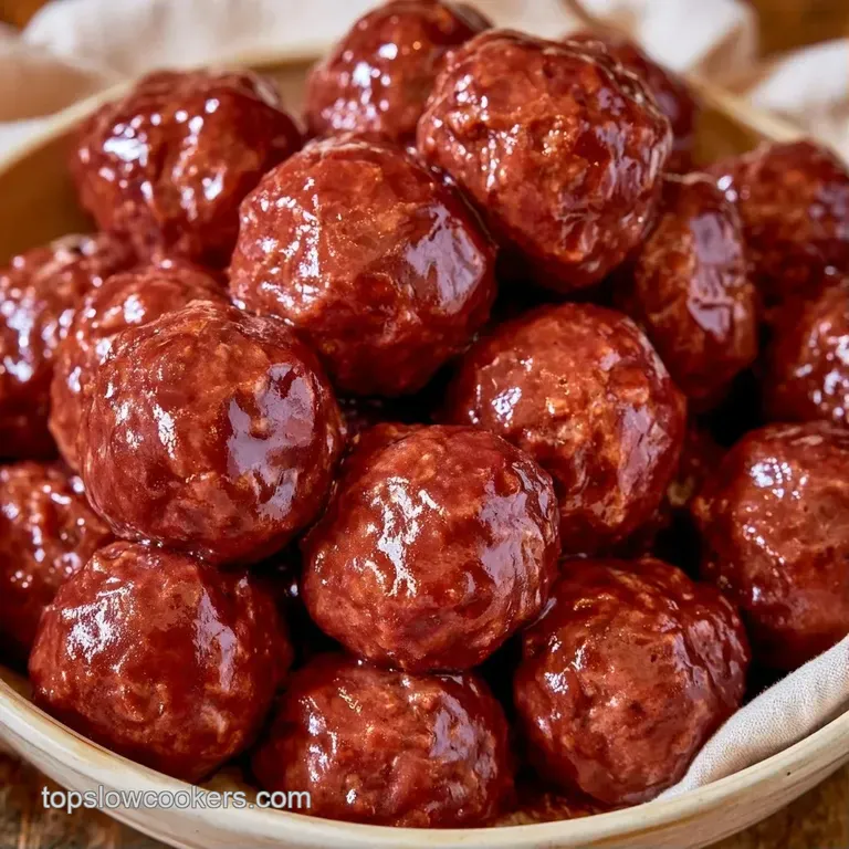 Glazed meatballs on a white platter with wooden toothpicks and a sprinkle of fresh green parsley for color contrast.