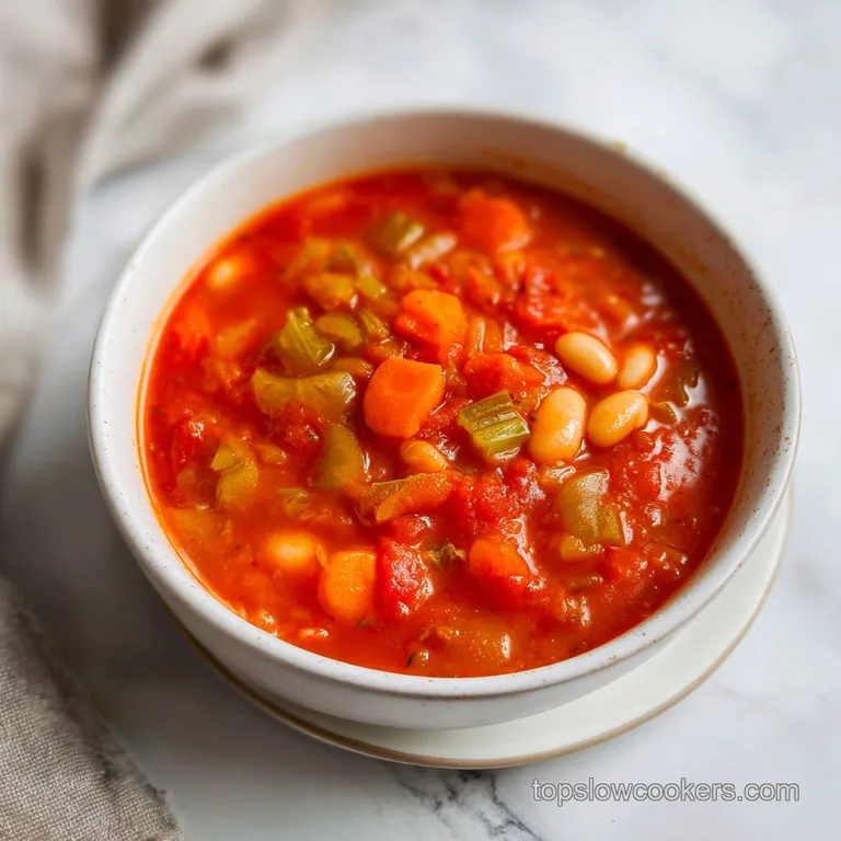 Rustic bowl of chunky vegetable soup topped with a swirl of pesto and grated parmesan on a linen napkin.