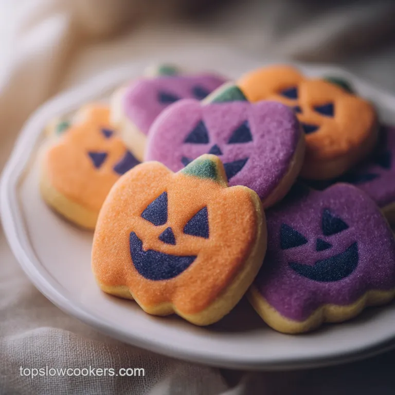 A single, perfectly iced ghost sugar cookie sits on a dark slate plate, inviting a bite.