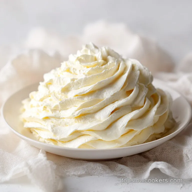 A pristine white cake stand showcasing elegantly piped swirls of creamy frosting, dusted with sprinkles.