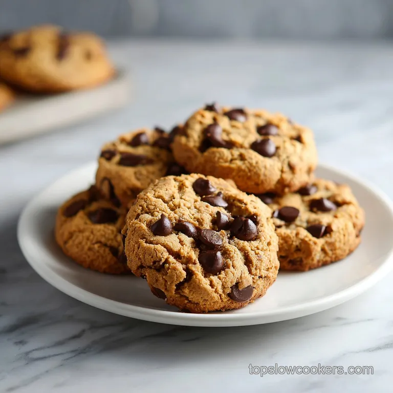 A stack of hearty oat cookies with melty chocolate chips, artfully arranged on a rustic slate.