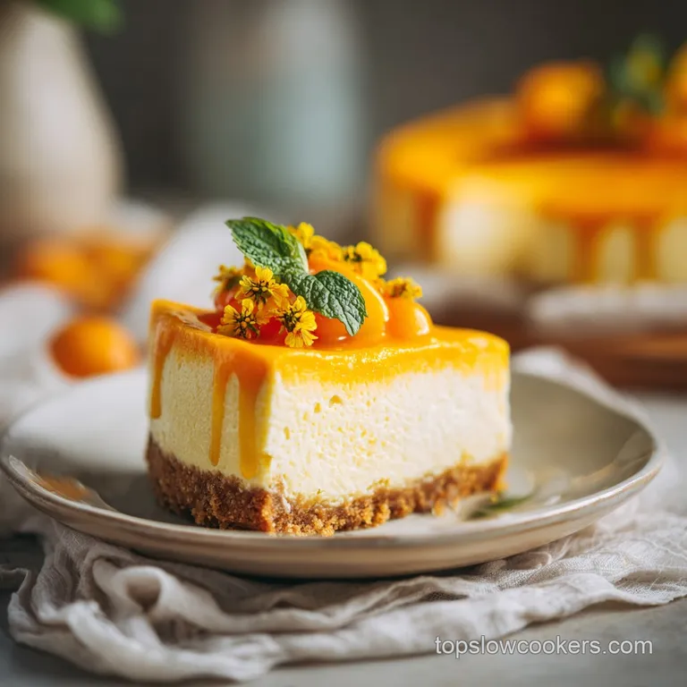 A slice of pumpkin cheesecake cake on a white plate, topped with whipped cream and a sprinkle of spice.