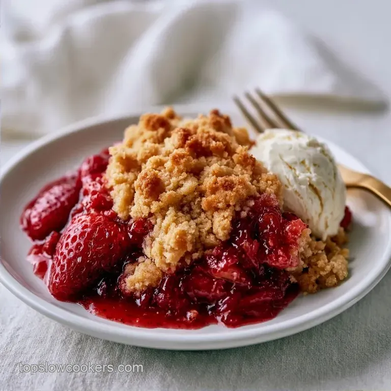 Slow Cooker Strawberry Rhubarb Crisp: Golden and Tart