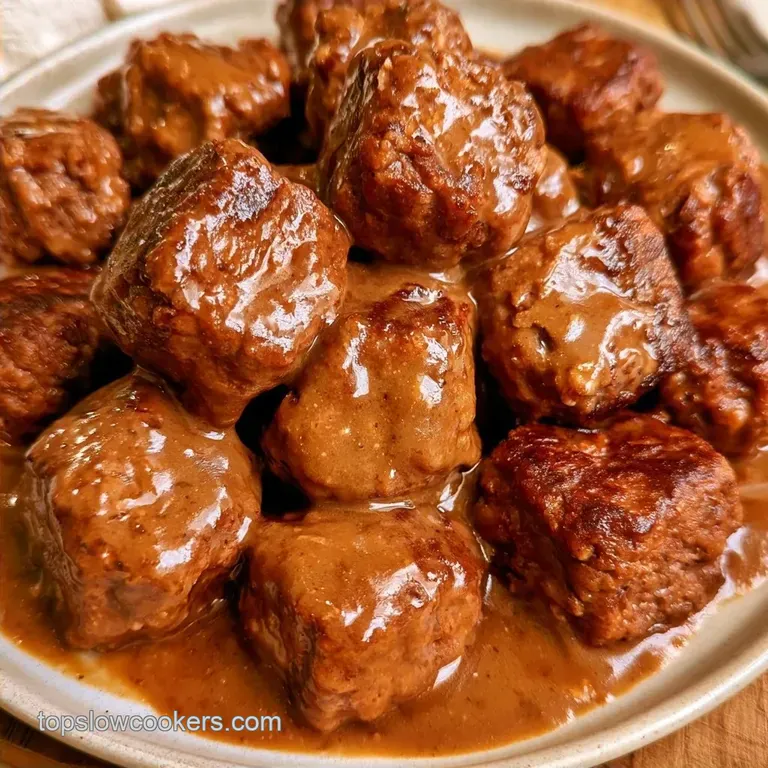 Tender Meatballs in Slow Cooker Gravy in 4 Hours