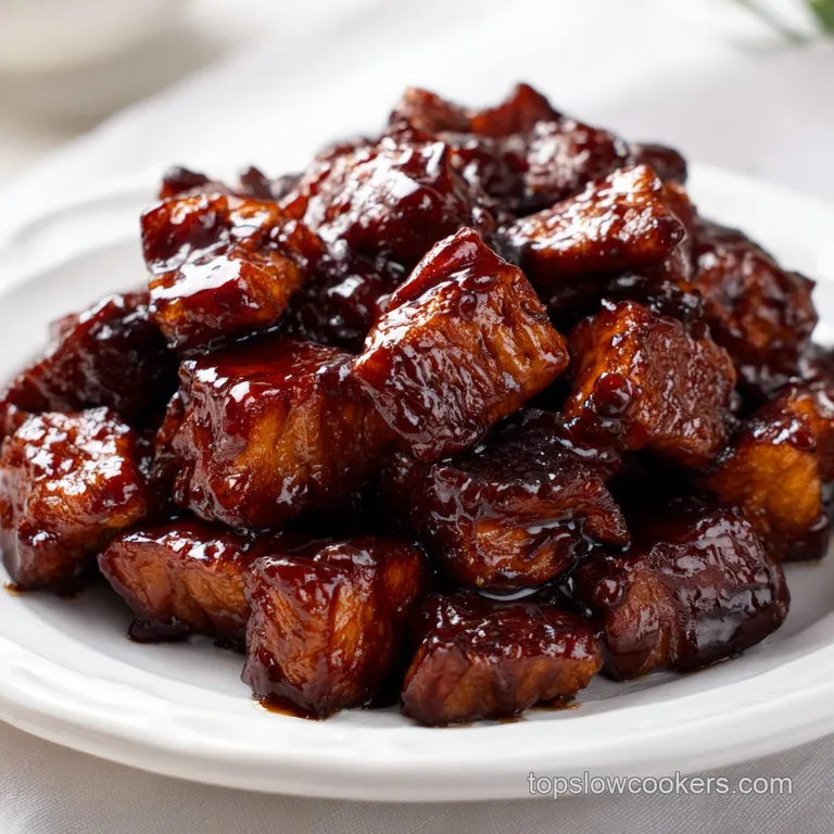 Saut&eacute;ed chicken and vibrant vegetables coated in a dark glaze, served in a ceramic bowl with fresh scallions