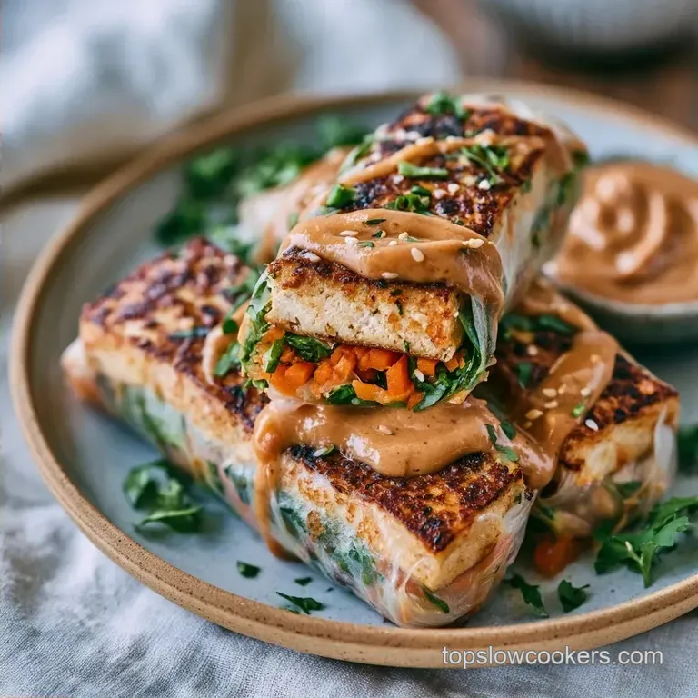 Tofu Rice Paper Rolls with Peanut Sauce